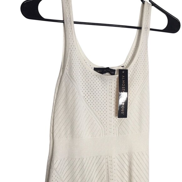 90s Sleeveless Maxi Dress Women Medium Ivory White Open Knit Party Resort Club - Picture 3 of 16